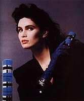 Isabella Rossellini in long blue leather gloves